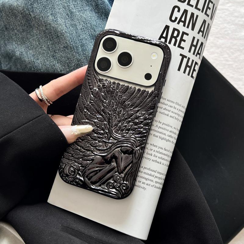 Trendige mattierte 3D-Engelsflügel Handyhülle für iPhone 17/16/15/14/13 Pro Max