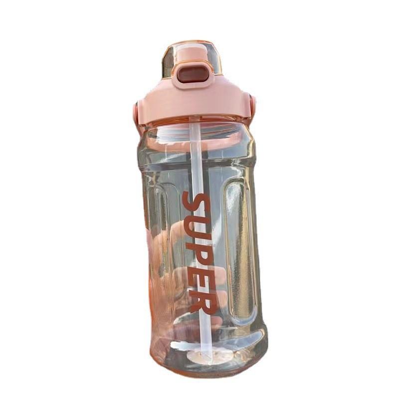Water Bottle Large Capacity High Value with Scale Water Cup Bouncing Straw Cup Running Sports Kettle Men's and Women's Outdoor Fitness Water Bottle