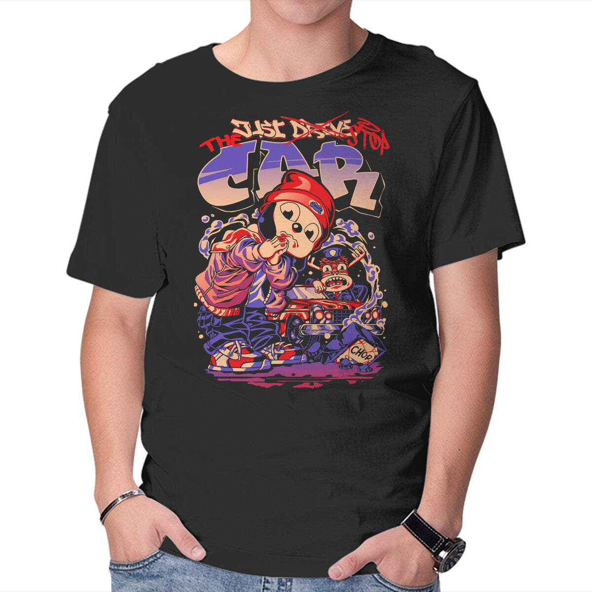 Unisex Crew Neck T-Shirt Just Drive Graphic Short Sleeve Casual Tee XXXL