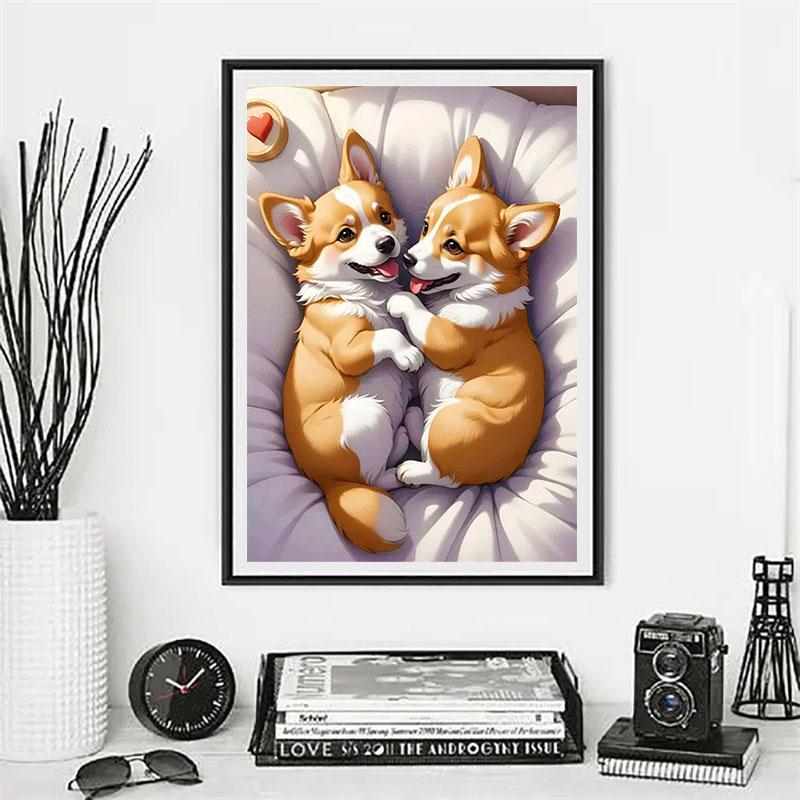 DIY Diamond Painting Cute Puppy Cross Stitch Kit Mosaic Art Diamond Painting Full Circle Diamond Home Decoration