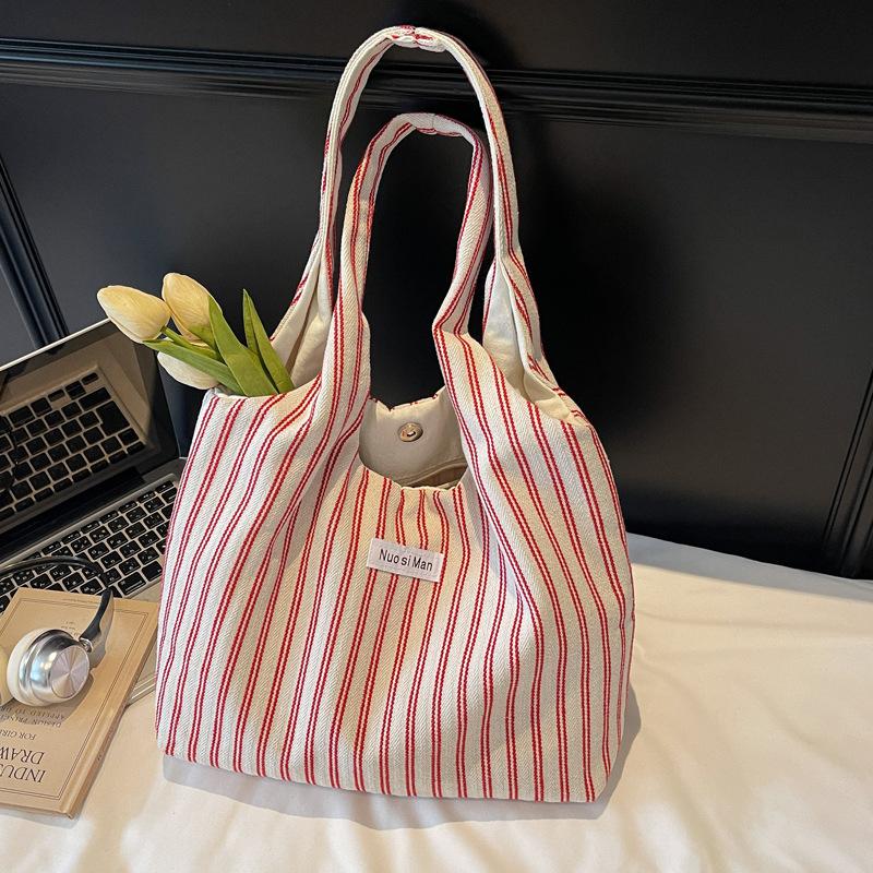 Canvas Bag Women's 2025 New Popular Summer Fashion Student Class Commuting Shoulder Bag Large Capacity Tote Bag