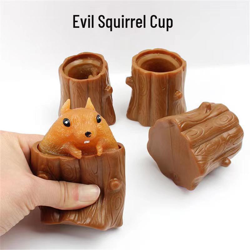 Cross-Border Decompression Toys: Fluid Egg Yolk Pastry, Hamburger Vent & Squirrel Cup. Slow Rebound, Pinch & Squeeze for Stress Relief.