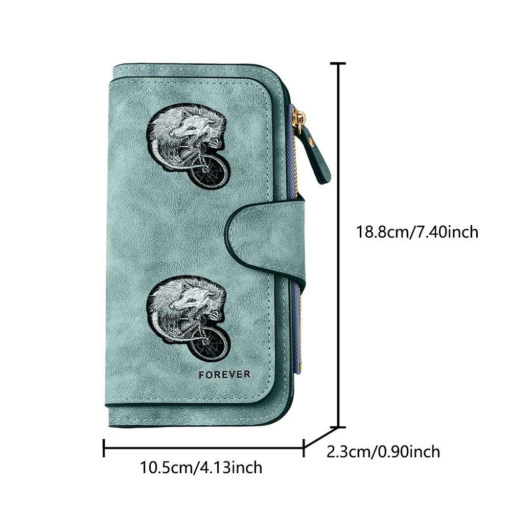 Cycling Possum Long Zipper Wallet, Large Capacity Card Holder, Unisex Clutch Bag, Fashionable Zipper Coin Purse, Suitable for Daily Use, A Great Gift