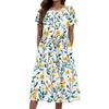 Women's Summer Fashion Round Neck Casual Plant Floral Print Short Sleeve Dress