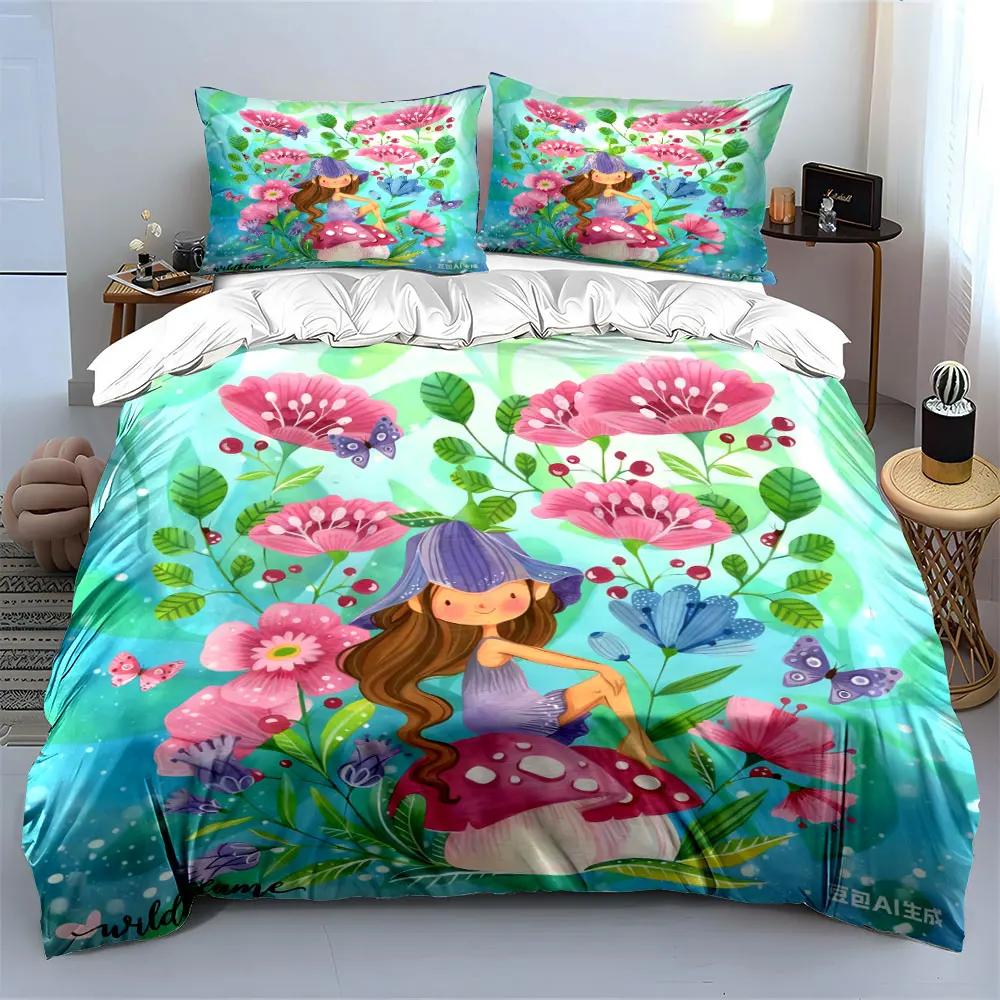 Fairy Garden Decor Set Multiple Sizes Kid's and Adults' Bedroom Exquisite 3PC Bedding Set Gift