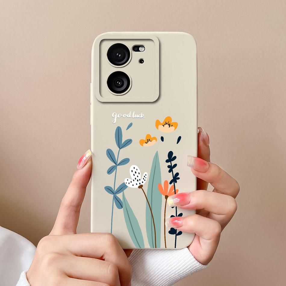 Case For Xiaomi 13T Pro Candy Painted Flowers Phone Cover For Xiaomi 13 T 13TPro Soft Liquid Silicone Shockproof Bumper Coque