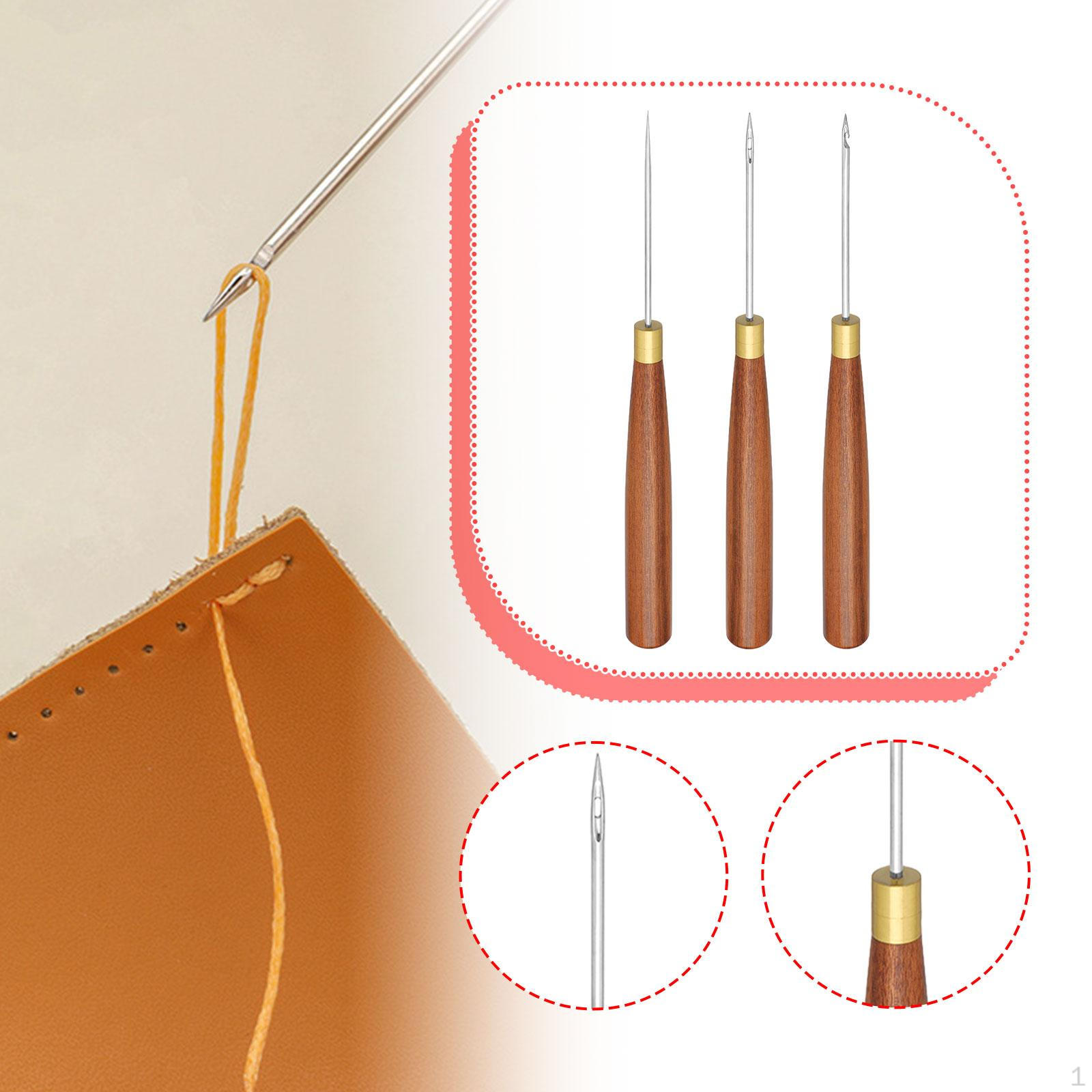 

Набір із 3 шкіряних шил для шиття, Багатоцільовий інструмент DIY з дерев яною ручкою, Шило для проколювання, Розривання, 2.0