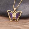 Nidin Top Quality Austrian Crystal Zircon 10 Colors Butterfly Pendant For Women Female Colorful Animal Necklace Jewelry Gifts