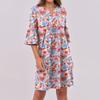 Women's Fashionable V Neck  V-neck Ruffle Sleeves Retro Print Loose Pleated Five Quarter Sleeve Dress