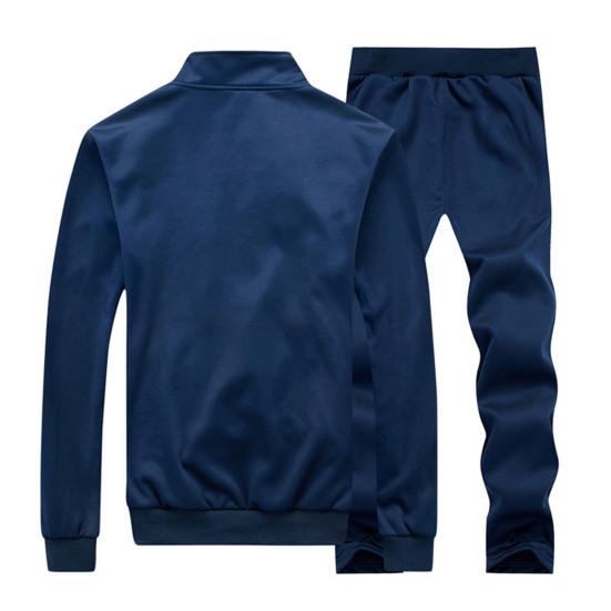 2 Adet/Set Erkek Athleisure Takım Dik Yaka Uzun Kollu Fermuarlı Patletli Ceket Elastik İpli Bel Bandı