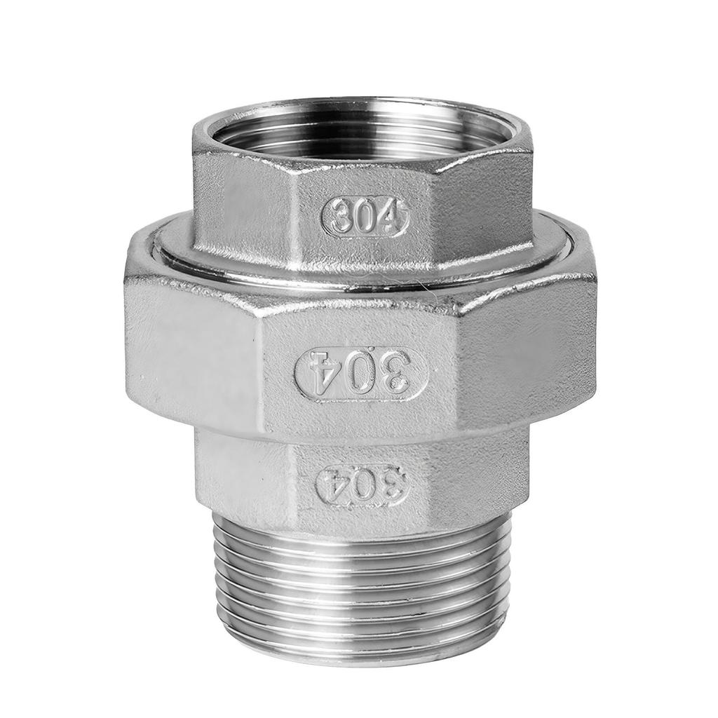 304 Stainless Steel Male & Female Thread Union Screw Fitting Oil Nipple, Oil-Tight Flat Joint Head 1/2", 3/4", 1".