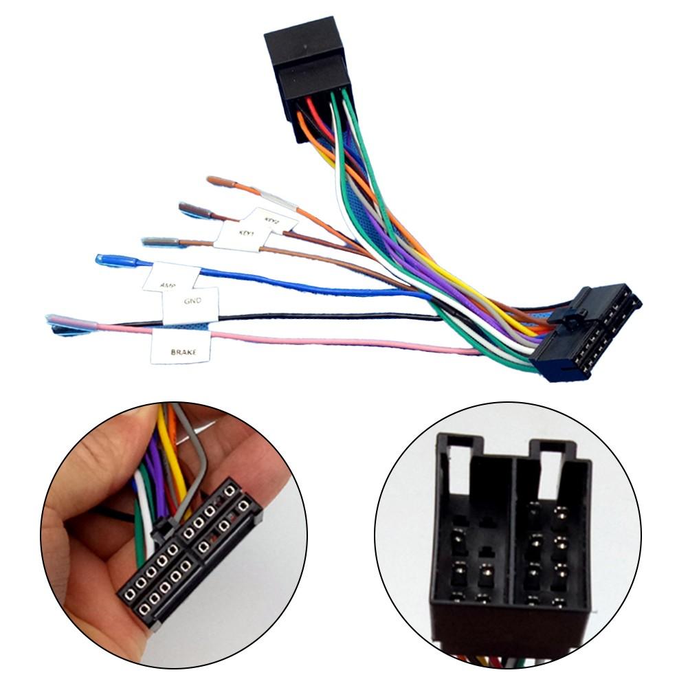 20 Pin ISO Harness Adapter Cable Black ABS Material for Car Audio Systems