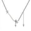Glamour Diamond Starburst Pearl Necklace - Trendy High-Design Choker for Women