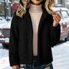 Women's Color Lined Zip Up Cardigan Loose Fit Fall Winter Jacket