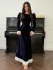 2025 Women's Winter Lace Patchwork Waist-Cinching Slim Dress