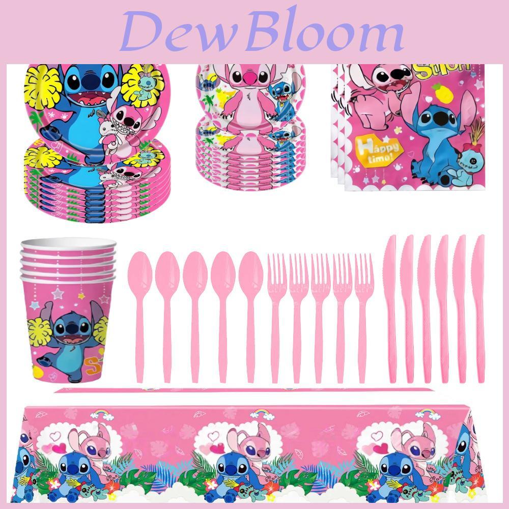 Lilo Stitch Party Supplies Set With Paper Plates Cups Napkins Tablecloth For Kids Birthday Decor