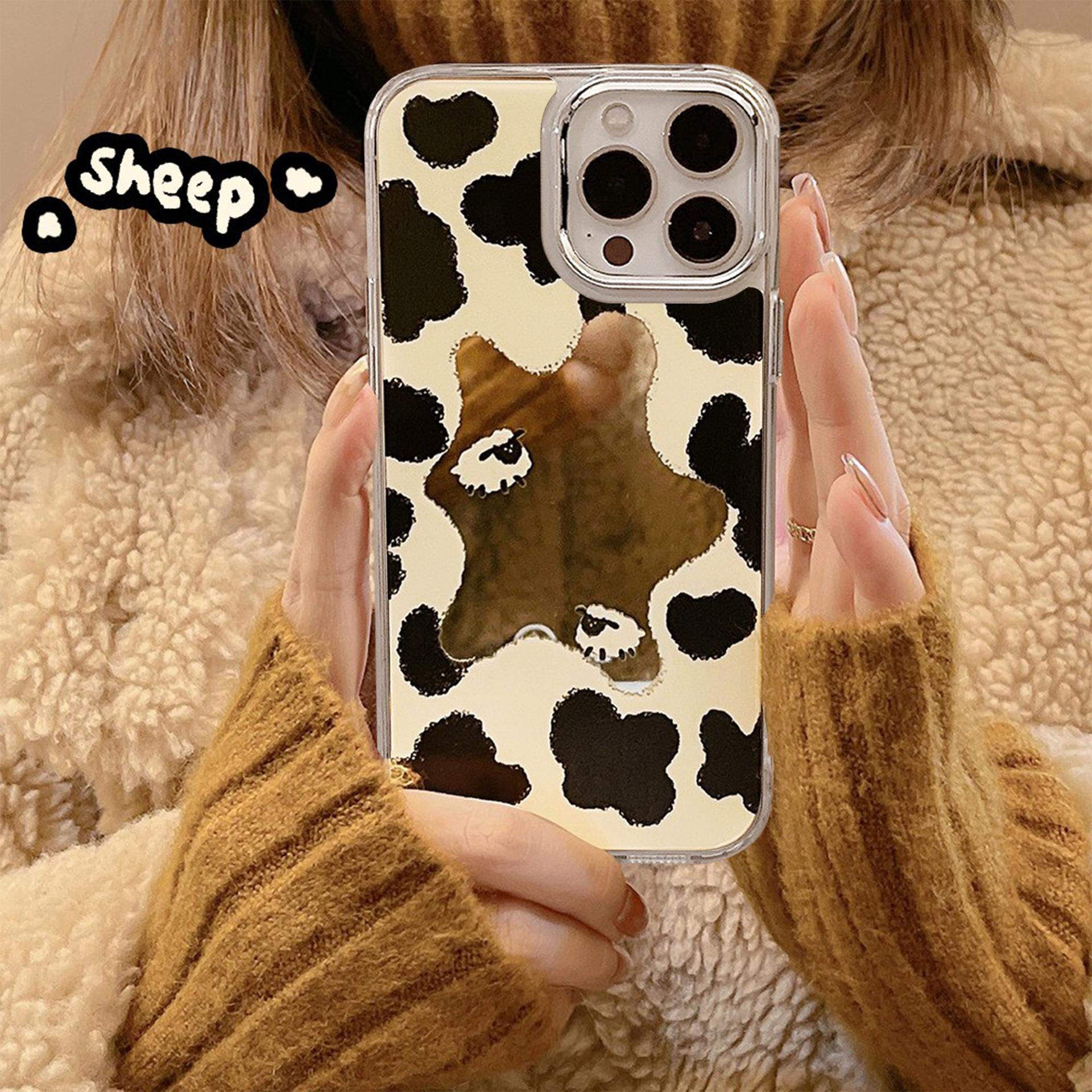 

Mirror Cow Pattern for 16pro Max for Apple for IPhone15 Mobile Phone Case 11pro14 Anti-fall Cover 11 6.1
