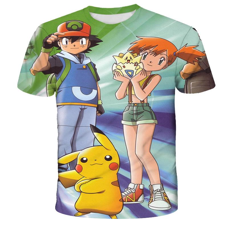 2026 Summer New Pikachu Animation T-shirt 3D Printing Unisex Children's Casual Fashion Cute Daily Street T-shirt Top