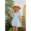 Women's Loose Casual Solid Color V-Neck Bow Tie Short Sleeved Dress Short Sleeved Dress