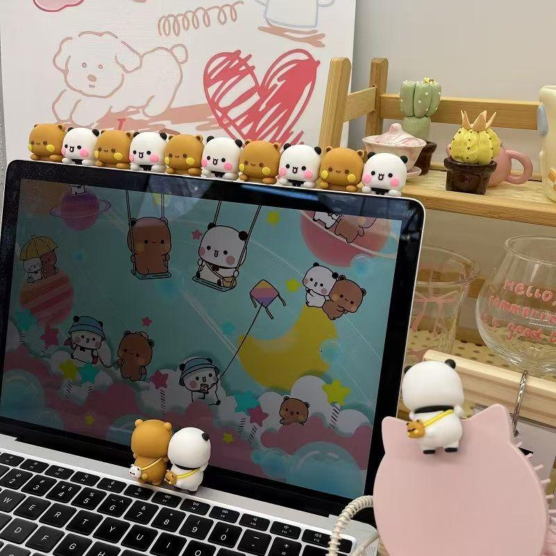 New Bubu Dudu Panda Bear Hippers Figure Toy Cartoon Panda Bear Doll For Mobile Phone Display Screen Decorative Doll Fans Gift