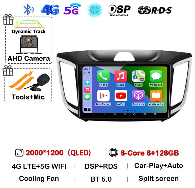 Android 14 Carplay Car Stereo Radio For Hyundai Creta Ix25 2015 2016 2017 2018 2019 2din Multimidia Video Player GPS Head Unit