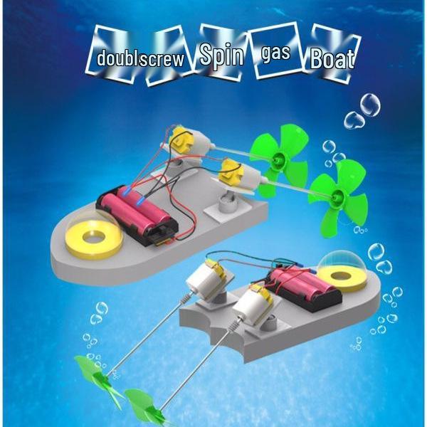 Aerodynamic Wind Rider Speedboat DIY STEM Kit with Twin-Propeller Paddle Wheels See packaging