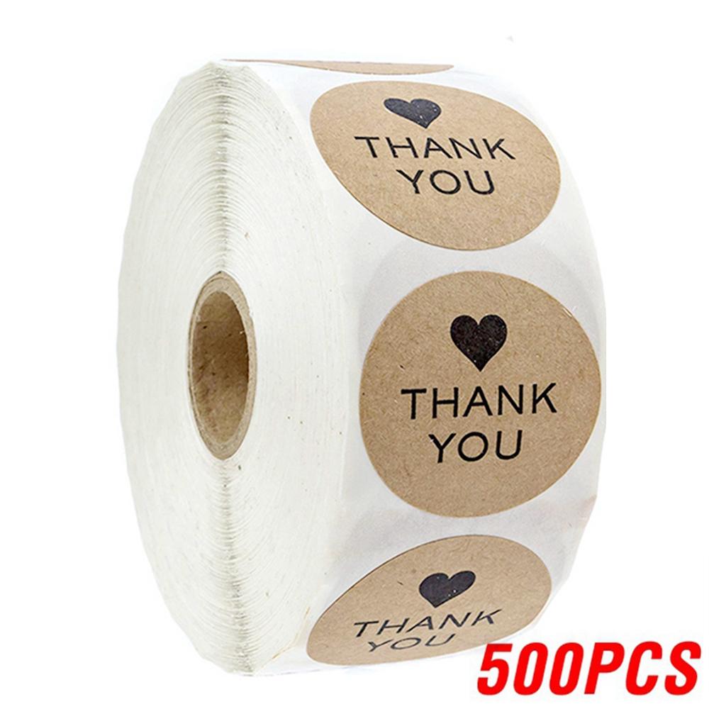 100-500Pcs Vintage Kraft Paper Stickers Scrapbook Gift Stationery Label Stickers Handmade With Love Thank You For The Stickers