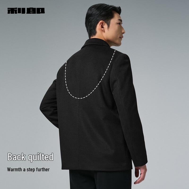 Lilang Men's Simple Business Lapel Wool Overcoat