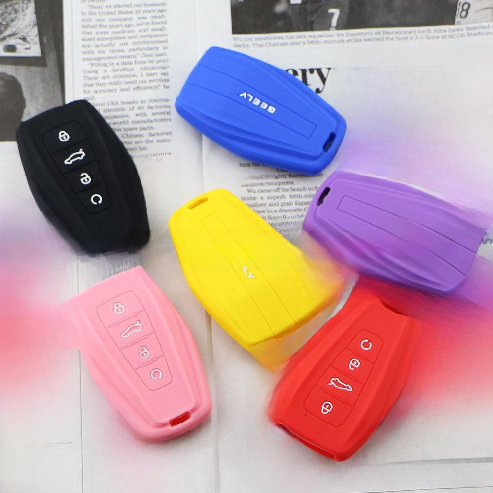 Silicone Key Case for Geely 4-Button Models: Jiaji, Binyue, Dihao GL, Arrow (Remote Start)