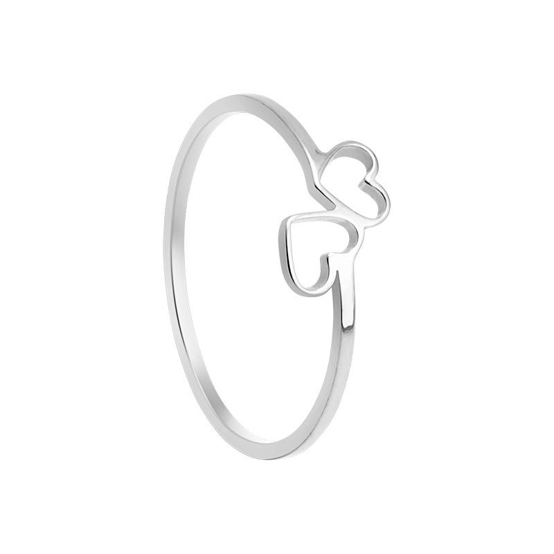 Stainless Steel Ring Hollow Double Heart Fashion Ladies Loop Design  Non Fading Rings for Women  Party Sweet Lovers Gifts