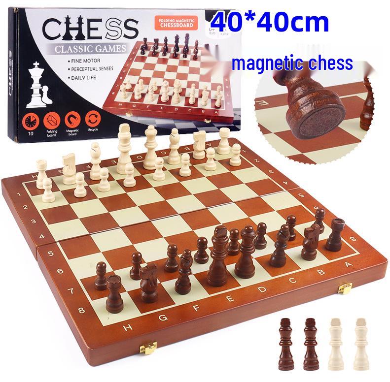 Solid Wood Foldable Double Queen Chess Set for Adults & Children