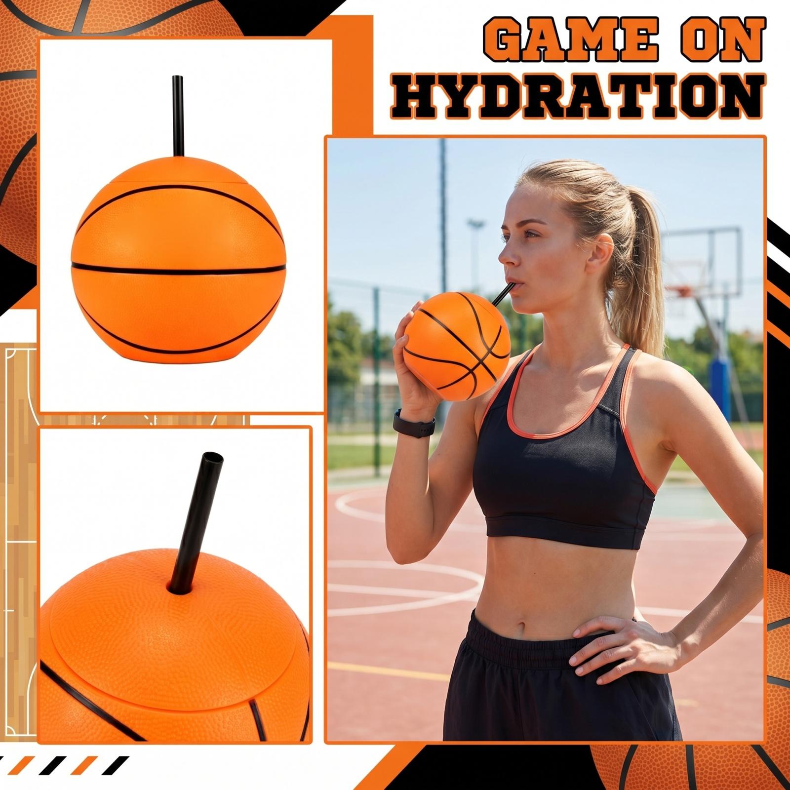 

Basketball Shaped Drinking Cup with Straw Durable Plastic Material Unique Sports Design Suitable for Indoor and Outdoor Use One Size