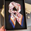 Korean Style Cute Trojan Printed Silk Feel Square Scarf For Women