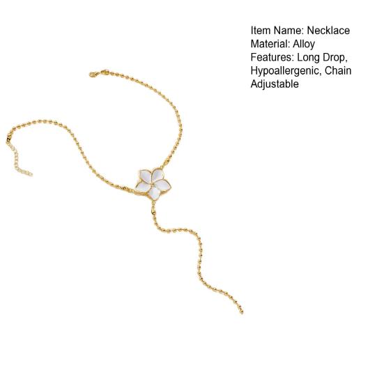 Flower Drop Y Necklace Women Flower Choker Chain Adjustable Dainty Long Necklace Gift for Wedding Birthday Anniversary