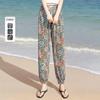 Women's Summer Printed High-Waist Cropped Beach Pants
