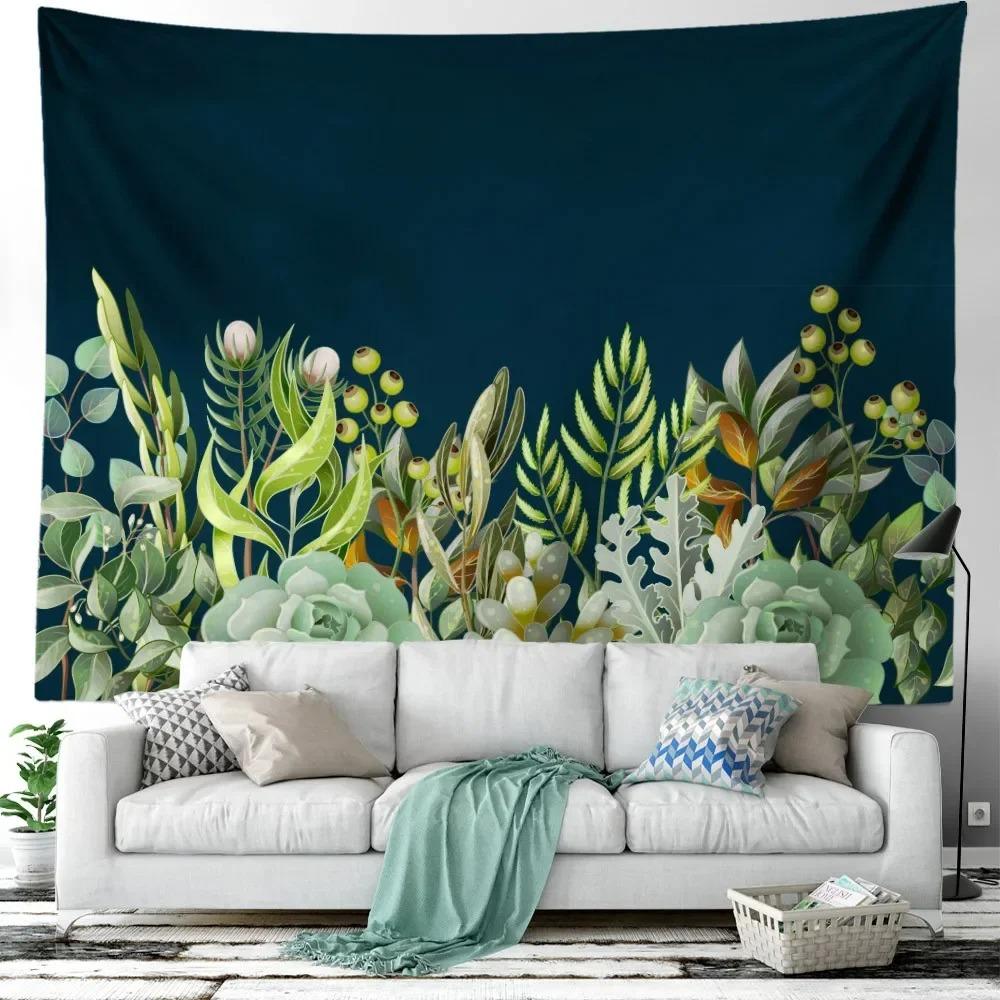 Room Decoration Bedroom Aesthetic Green Plant Flower Tapestry Tropical Plant Series Hanging Landscape Flower Indoor Tapestry