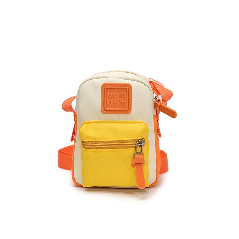 Color Block Canvas Shoulder Bag With Suture Design Messenger Bag For Child Daily