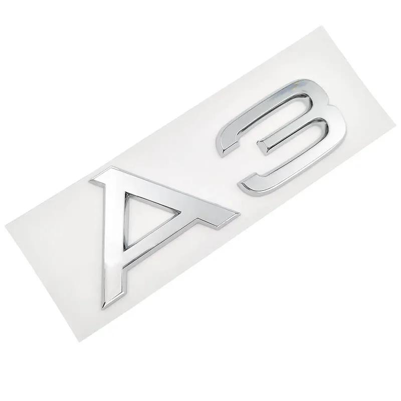 For Audi RS3 Letter Number Chrome Emblem for Audi Car Trunk Discharge Capacity Badge Sticker 1.8T 2.0T 3.0T 3.2 3.6 4.2 A3 A5 A7 A4L A6L A8L