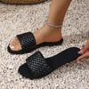 Fashion Women Slippers Summer Temperament Braided Slippers Soft Cross Strap Shoes Open-toed Flat Vacation Beach Sandals Slides Women