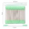 Pack of 100 double-ended, disposable cotton swabs with paper sticks for ear cleaning and makeup application.