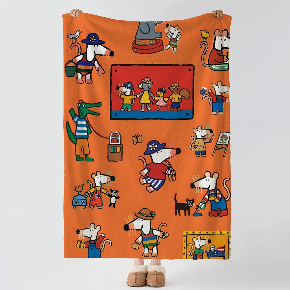 Cartoon M-Maisy Mouse-e Throw Thick Comfort Flannel Quilt, Multi-scene Use Indoor Outdoor Daily Nap
