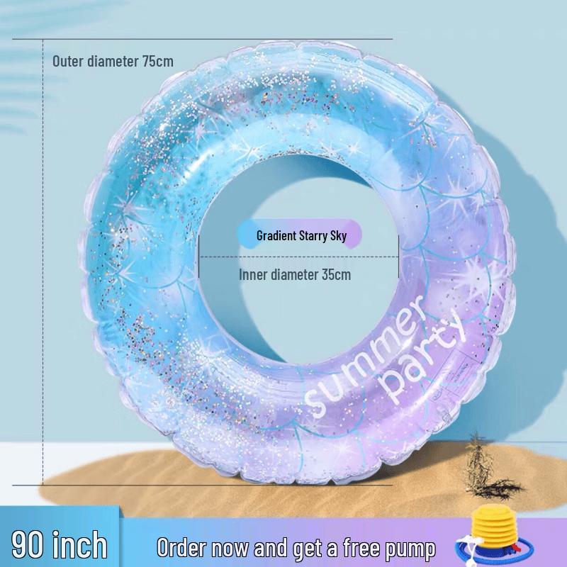 HANDUNYOU Thickened Glitter Starry Sky Swimming Ring