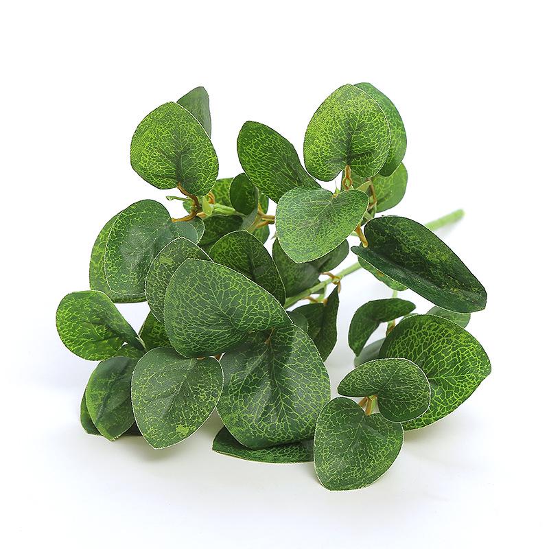 Silk Eucalyptus & Money Leaves for Wedding Decoration - 5-Prong Artificial Greenery Wall Accessories