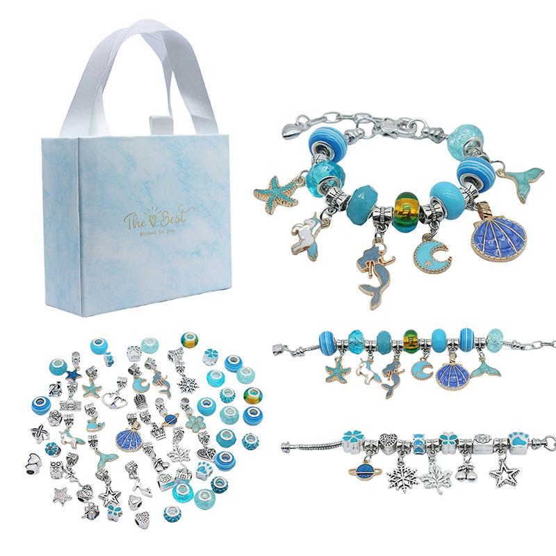 

1Set Jewelry Making Kit Charm Bracelet Necklace Present Alloy Beads Set Diy Toys For Children Bracelets Birthday Gifts For Girls