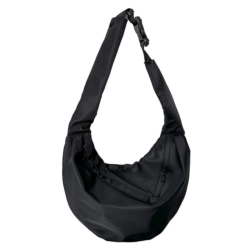 Japansk trend bred skulderstropp dumplingveske crossbody-veske herre Oxford-stoff enkel skulder stor kapasitet lerretsveske dame svart stor veske
