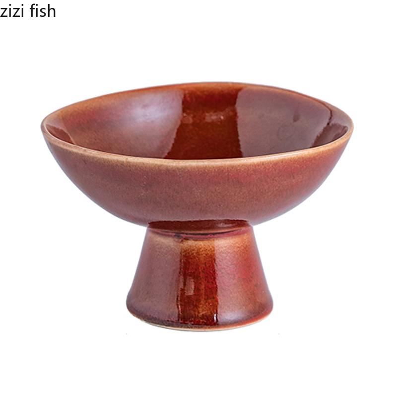 Keramikschale mit hohem Fuß, Retro-Ofenwechsel, Eisschale, Dessertschale, Joghurtbecher, Molekularküche, kreatives Hotelgeschirr