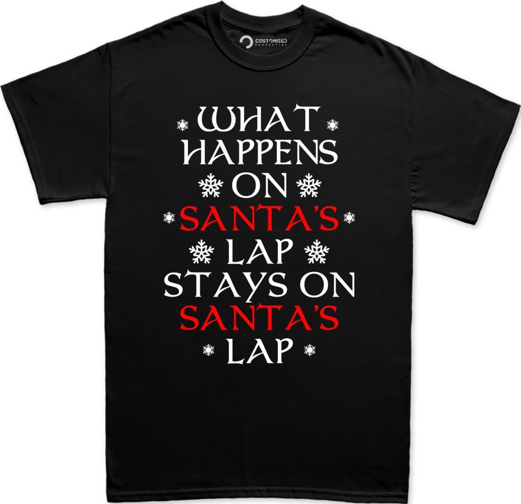 Rude Christmas Shirt for Men, Xmas Family Shirt, Funny Christmas Saying Shirt, Christmas GifT-Shirt, What Happens On Santa's Lap Men's Shirt