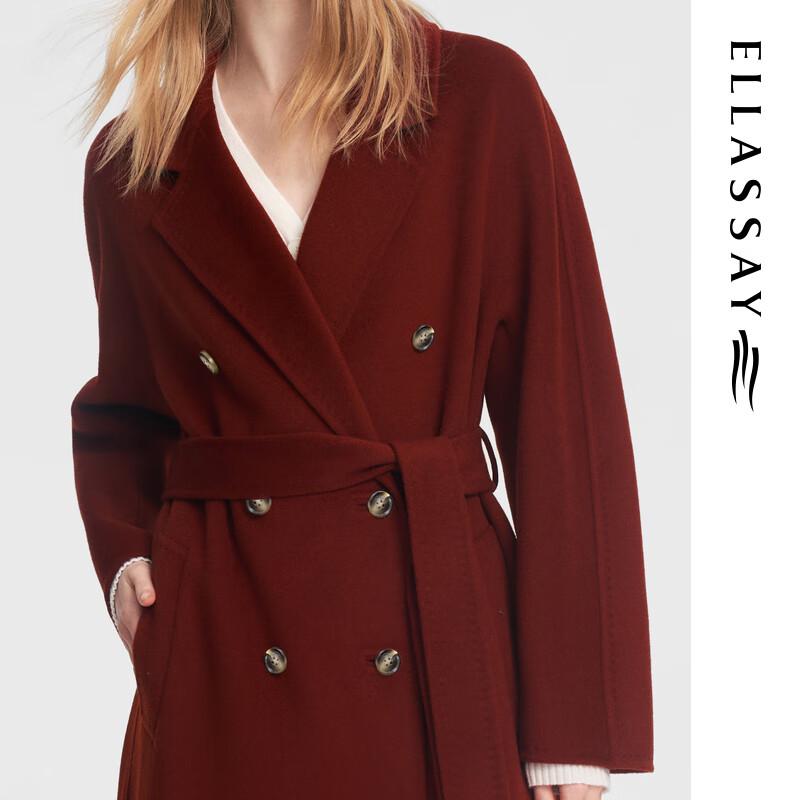 ELLASSAY Women's Merino Wool Double-breasted Lapel Coat EWB354D00300