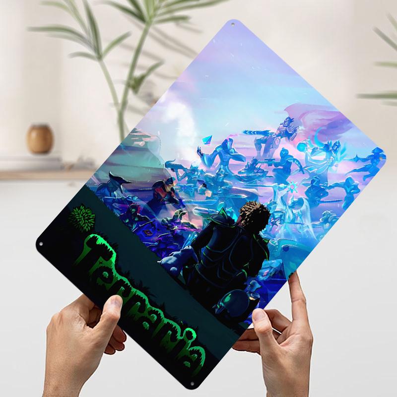 

Terraria Game Poster Customized Wall Art Vintage Metal Signs Retro Tin Plaque for Man Cave Aesthetic Decoration Room Wand Deko 7.9x11.8In(20x30cm)