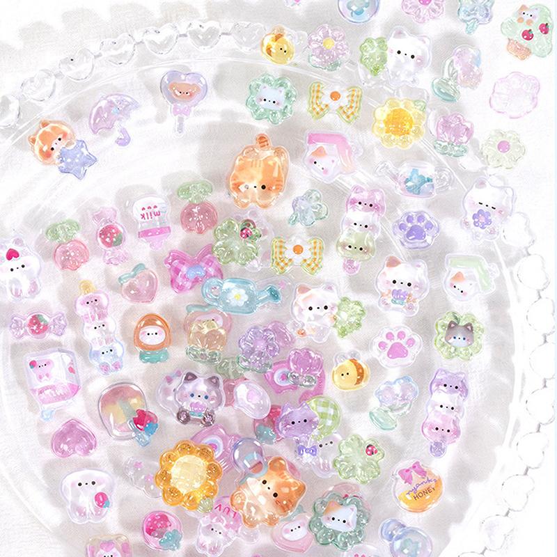 דף 1 מדבקות תלת מימד מצחיקות מתוקות של חיות קטנות, סקראפבוקינג, עשה זאת בעצמך, קישוט יומן, כלי כתיבה ליומנאות, מדבקות קוואי